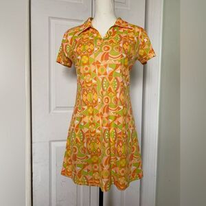 Y2K/90s does 70s Groovy Psychedelic Print Midi Dress by Twist